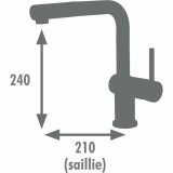 Hane med blandingsbatteri Edouard Rousseau SQUARE Sort Rustfrit st�l C-formet #5