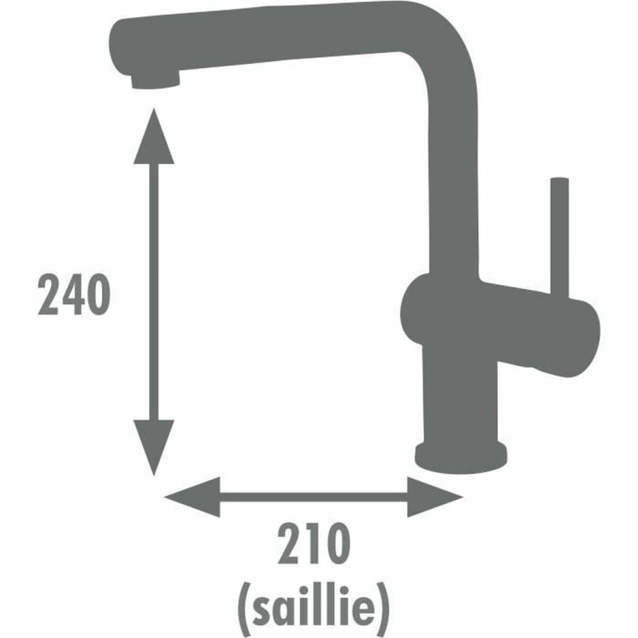 Hane med blandingsbatteri Edouard Rousseau SQUARE Sort Rustfrit st�l C-formet #5
