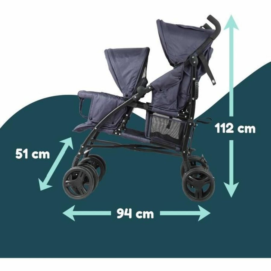 Klapvogn til baby Bambisol Double Cane Marinebl� #3