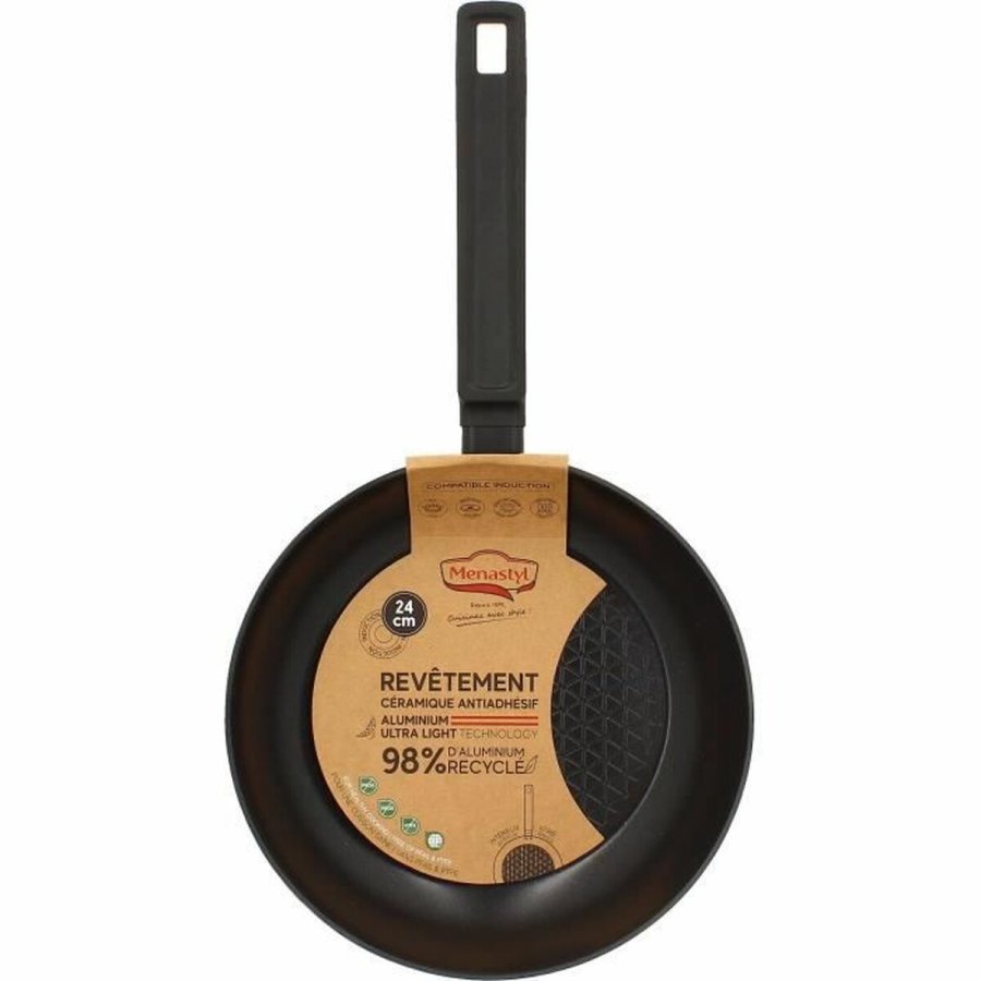 Stegepande Menastyl Sort Smedet aluminium  24 cm #3