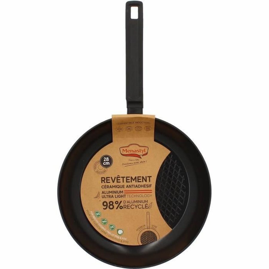 Stegepande Menastyl Sort Smedet aluminium  28 cm #3