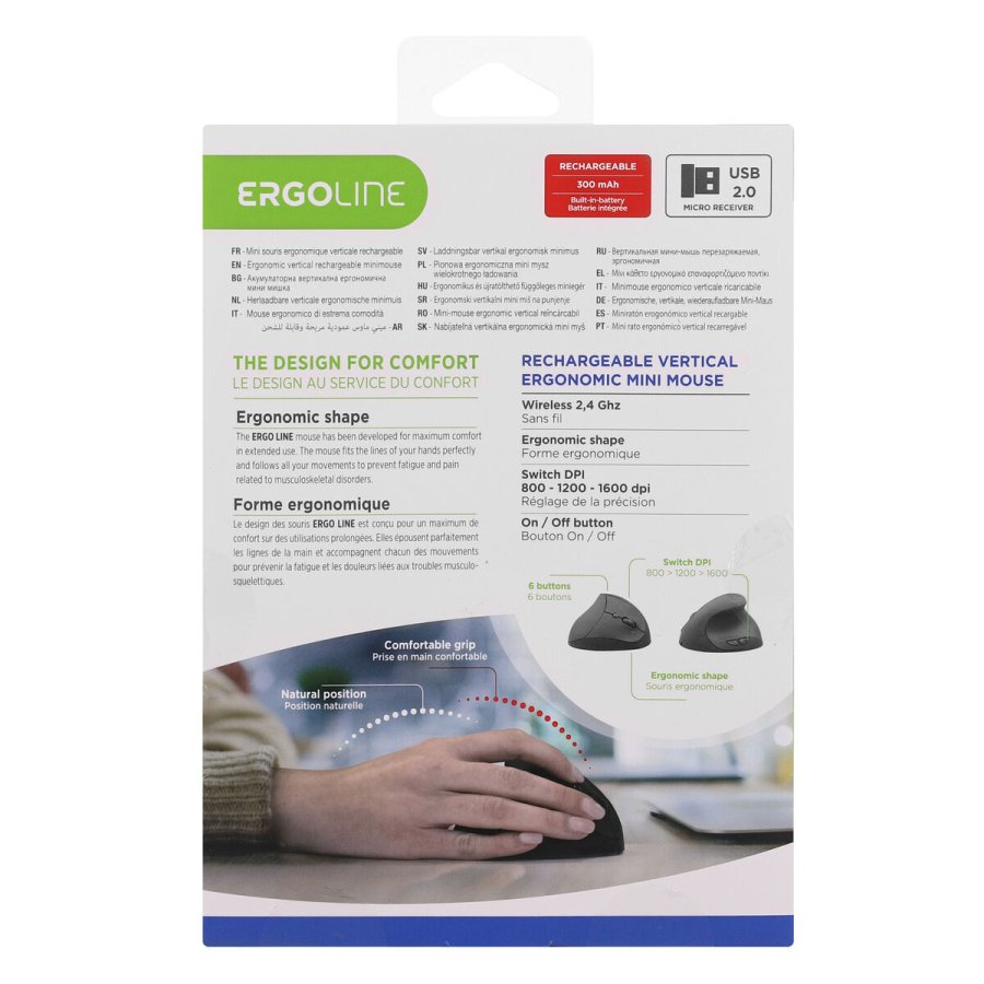 Ergonomisk optisk mus T'NB Ergo Line Sort 1600 dpi #3