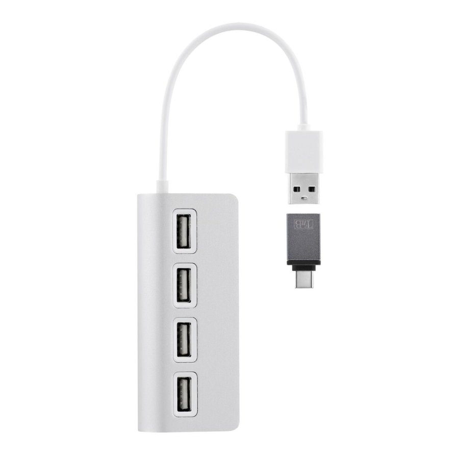 USB Hub T'NB TNB HUB autoalimentado USB 2.0 de 4 puertos - aluminio Gr� #1