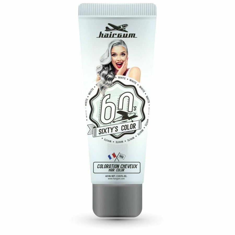 Semi-permanent Farve Hairgum Sixty's Color Hvid (60 ml) #1