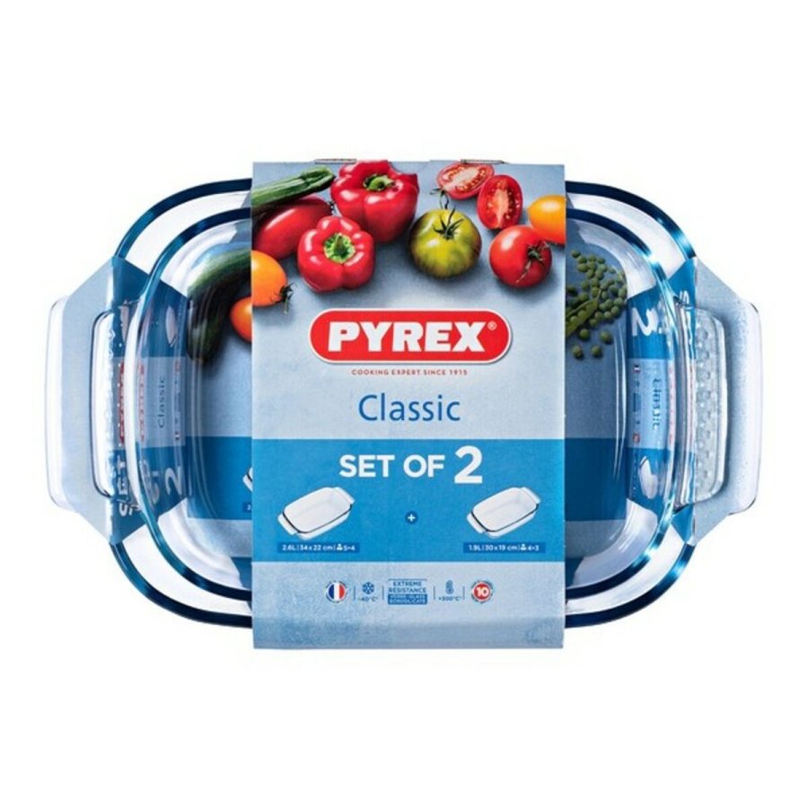 St med ovnfaste fade Pyrex Classic Gennemsigtig Borosilikatglas (2 pcs) #1