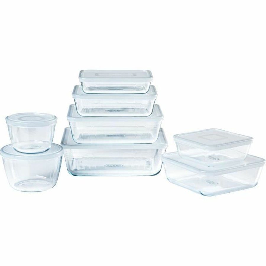 St med stabelbare hermetiske kkkenbeholdere Pyrex Cook & Freeze Gennemsigtig 8 Dele #1