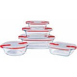 S�t med stabelbare hermetiske k�kkenbeholdere Pyrex Cook & Heat R�d Rektangul�r 5 Dele #6