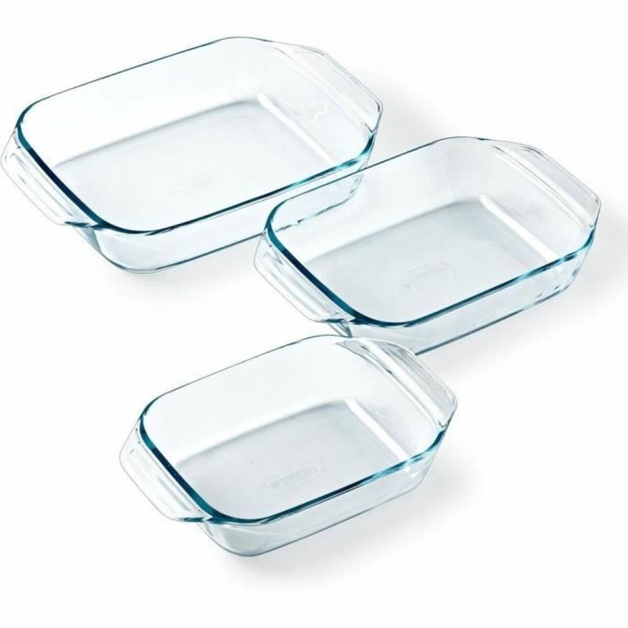 S�t med ovnfaste fade Pyrex Gennemsigtig 3 Dele #1