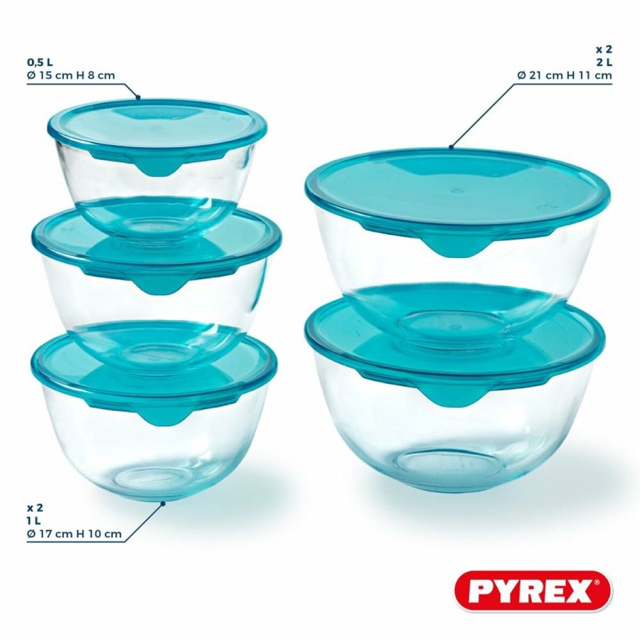 Madkassest Pyrex Gennemsigtig Turkisbl 5 Dele #7