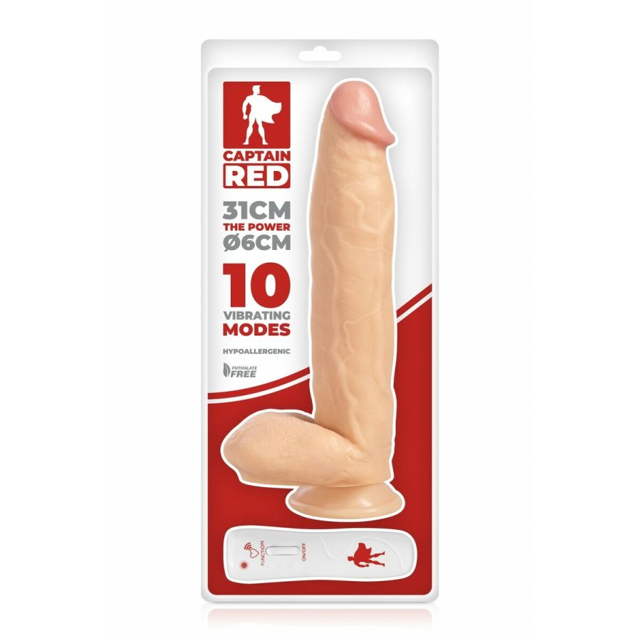 Realistisk Vibrator Captain Red Natur 31 cm #5