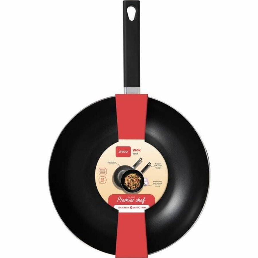 Wok Pande Livoo Sort Aluminium  32 cm #5