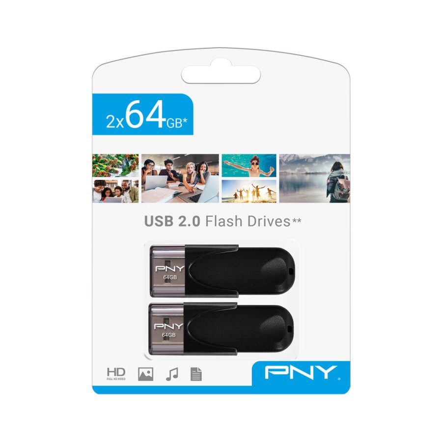 USB-stik PNY FD64GATT4X2-EF Sort 64 GB (2 enheder) #1