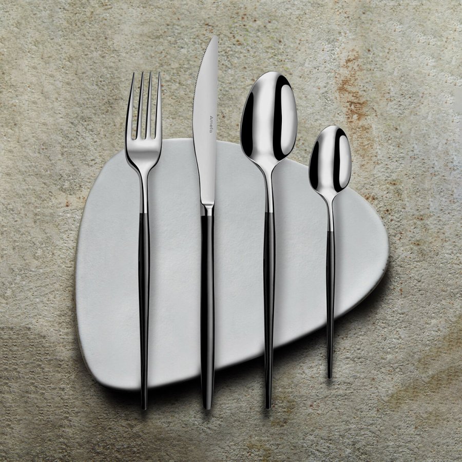 St med Gafler Amefa Soprano Sort Metal Rustfrit stl 12 enheder #4