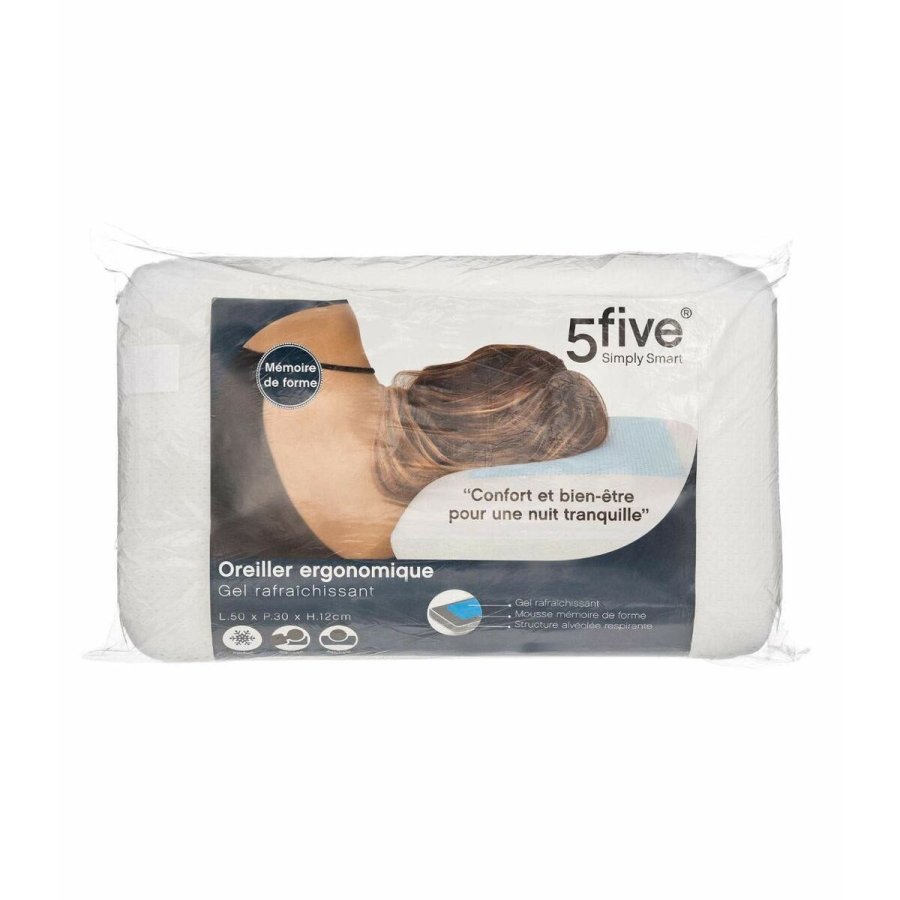 Puden Tevere 5five Simply Smart 50 x 30 x 12 cm Hvid Ergonomisk Forfriskende Gel #2