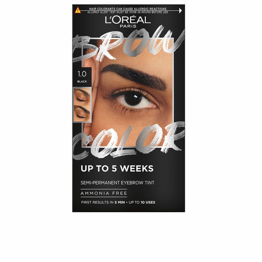 Farve til jenbryn L'Oreal Make Up BROW COLOR N 1.0 Black Semi-permanent 4 Dele #1