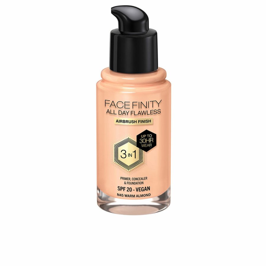 Cremet Make Up Foundation Max Factor Face Finity All Day Flawless 3-i-1 Spf 20 N N45 Warm almond 30 ml #1