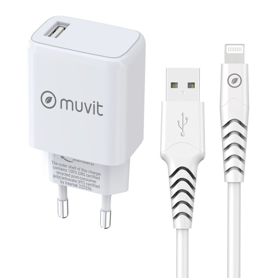 V�goplader + USB A til USB-C-kabel Muvit for Change SN-TC170DS1E150A + DC-006 Hvid 12 W #1