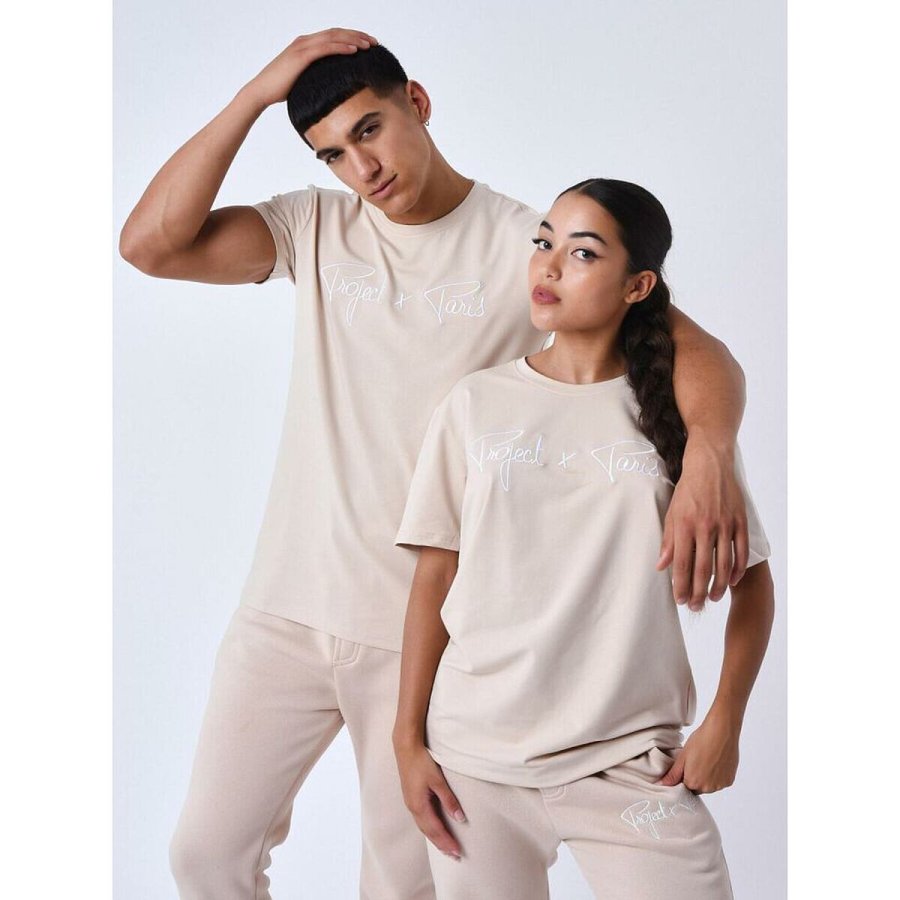 Kort�rmet T-shirt til M�nd Project X Paris 1910076 BG2 Beige #2