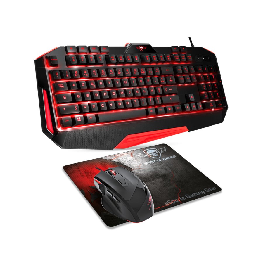 Tastatur og mus Spirit of Gamer SOG-3IN1-ES Sort Rd AZERTY #1