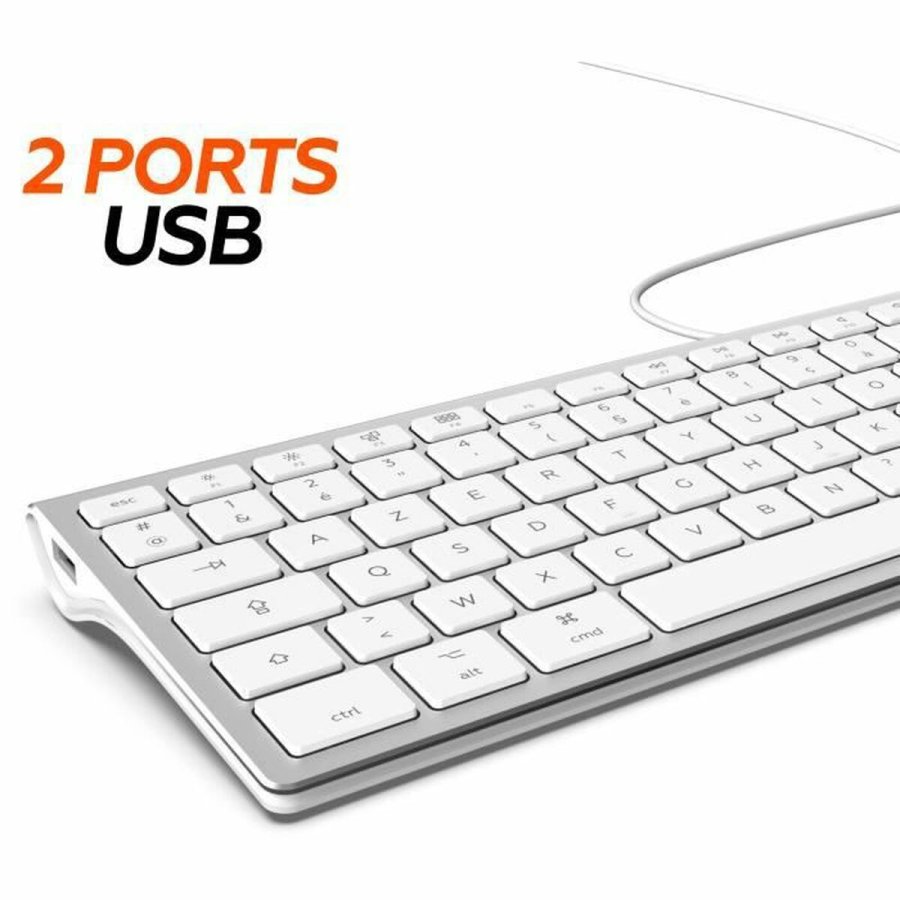 Tastatur Mobility Lab Hvid S�lvfarvet Mac OS AZERTY #2