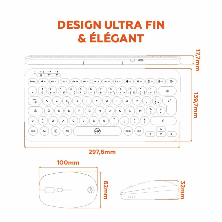 Tastatur og mus Mobility Lab CP420W Mini Sort AZERTY #7
