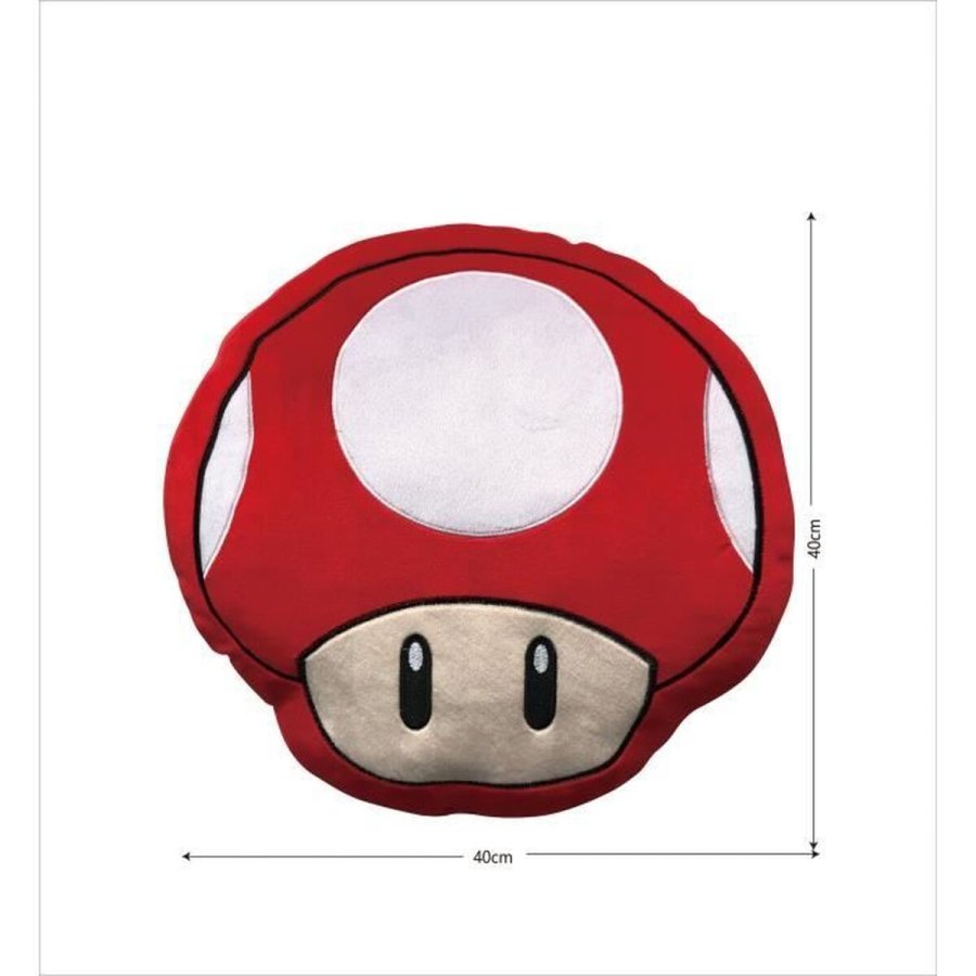 Pude Mario Bros 43 x 3 x 43 cm Hvid Rd Polyester Champignon #4