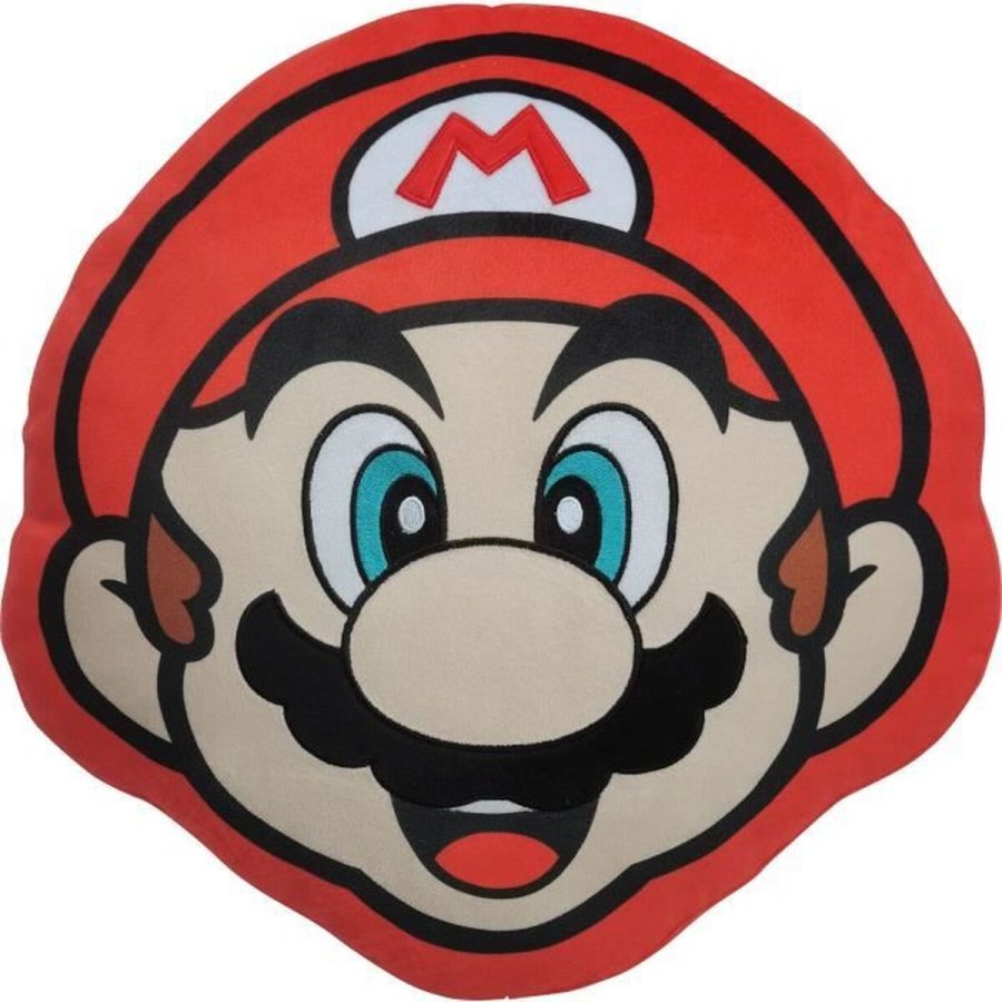 Pude Mario Bros 41 x 3 x 41 cm Bl Hvid Brun Sort Rd Beige Polyester Ansigt #1