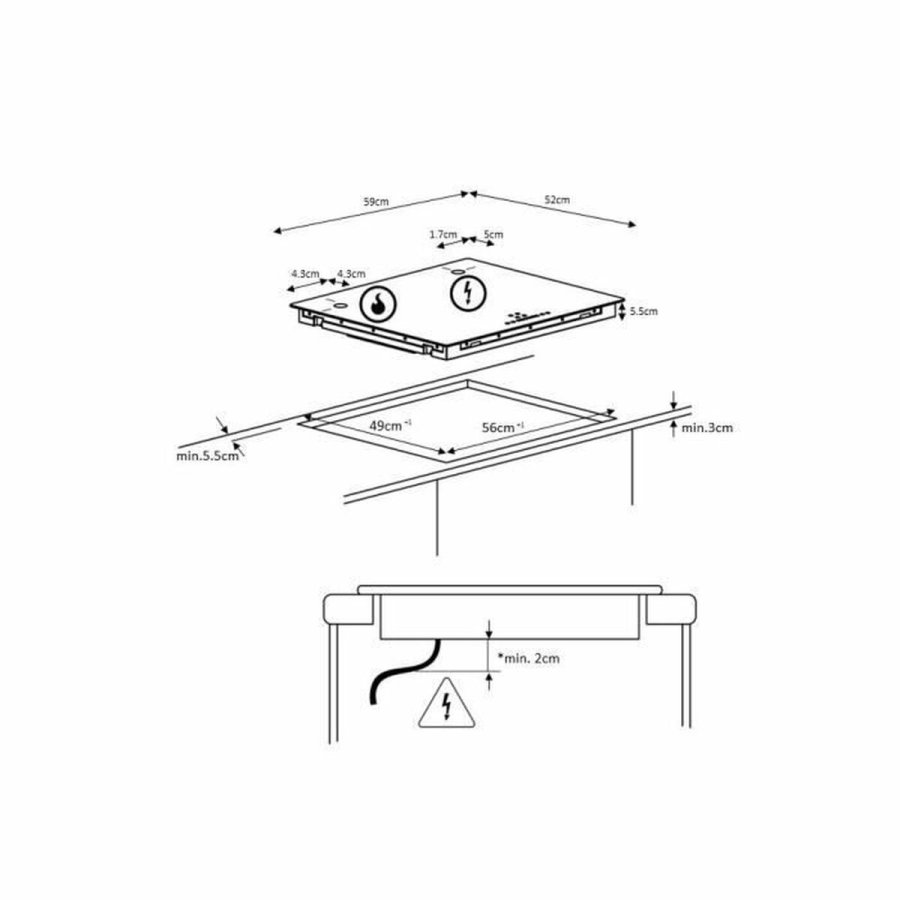 Induktionsplade Continental Edison 1 flex zone CETI4ZFLEXB1 2000 W #6