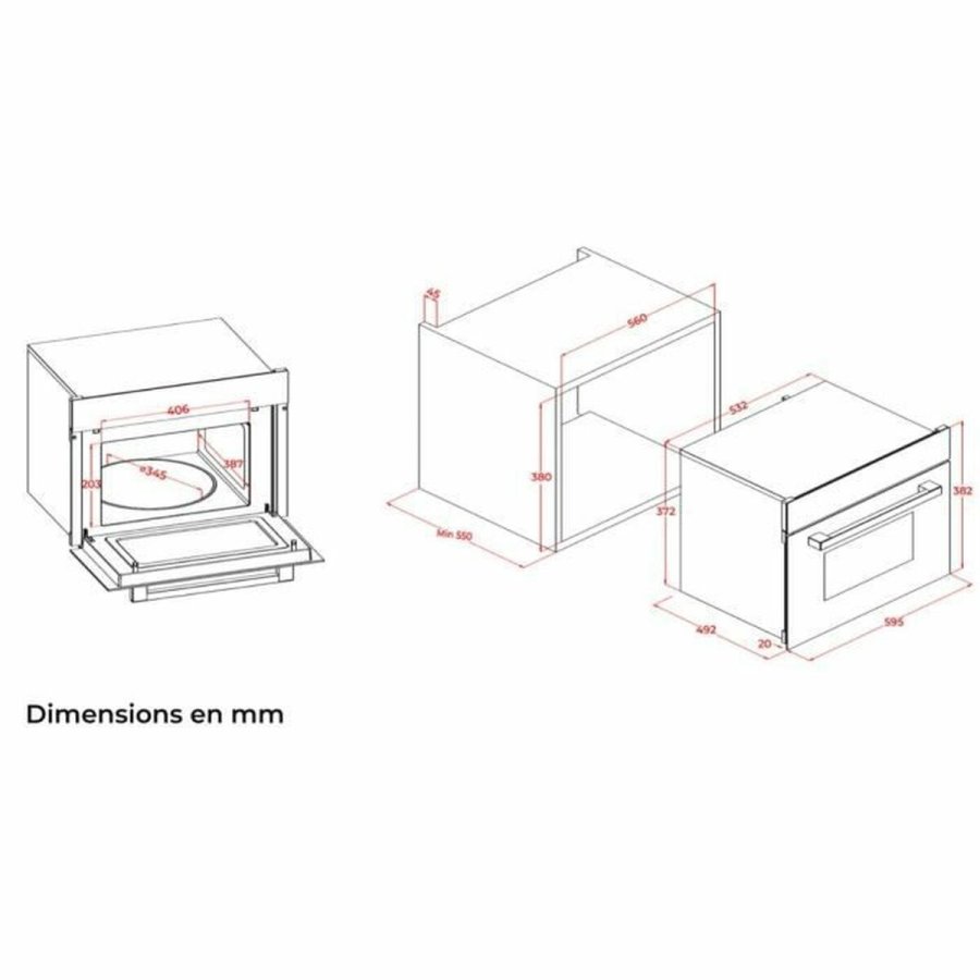 Indbygget mikroblgeovn Continental Edison CEMO34CEB3 Sort 1450 W 34 L #5