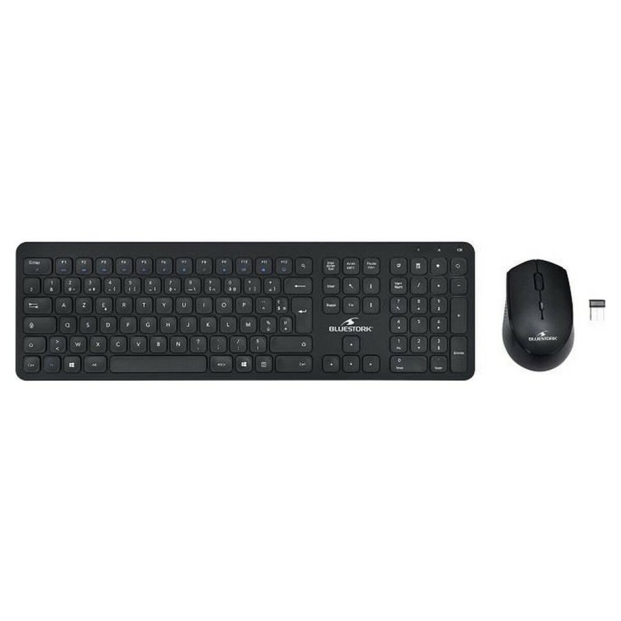 Tastatur og mus Bluestork Easy Slim AZERTY Sort Fransk #1