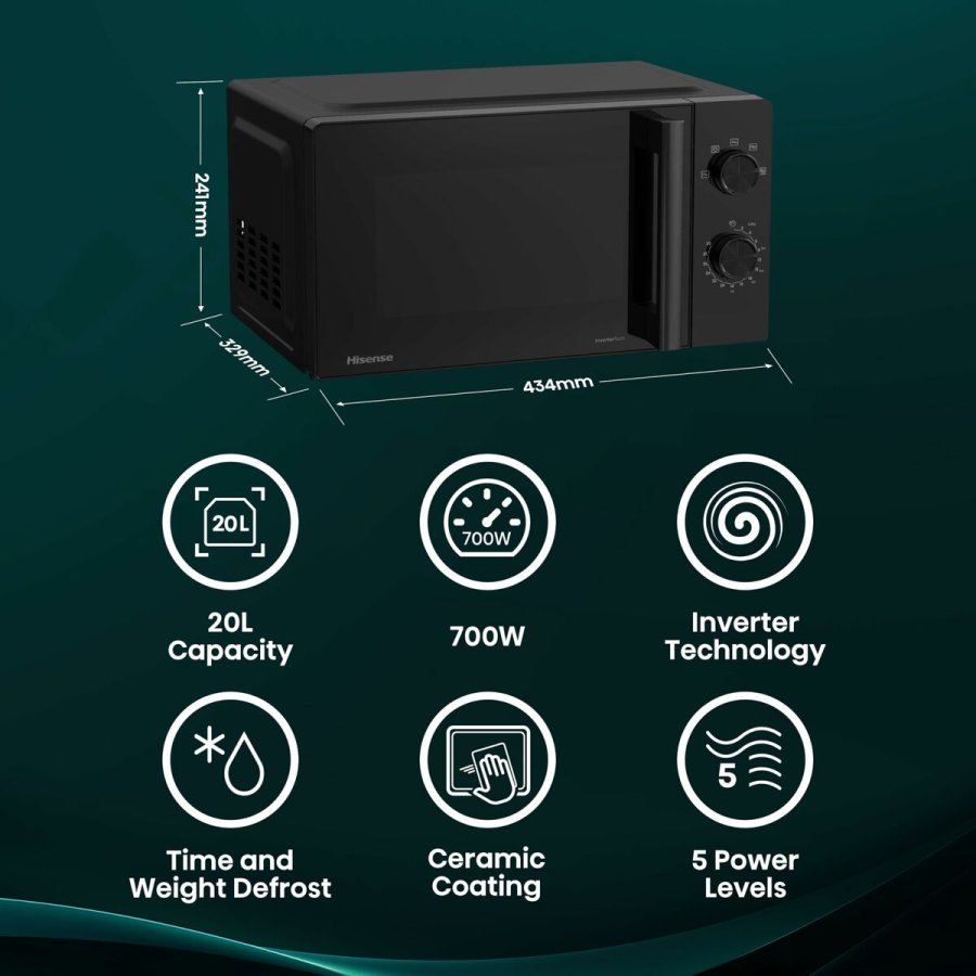 Mikroblgeovnen Hisense H20MOBP1HI Sort 700 W 20 L #5