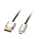 HDMI til micro HDMI kabel LINDY 41682 2 m Slvfarvet Sort #1