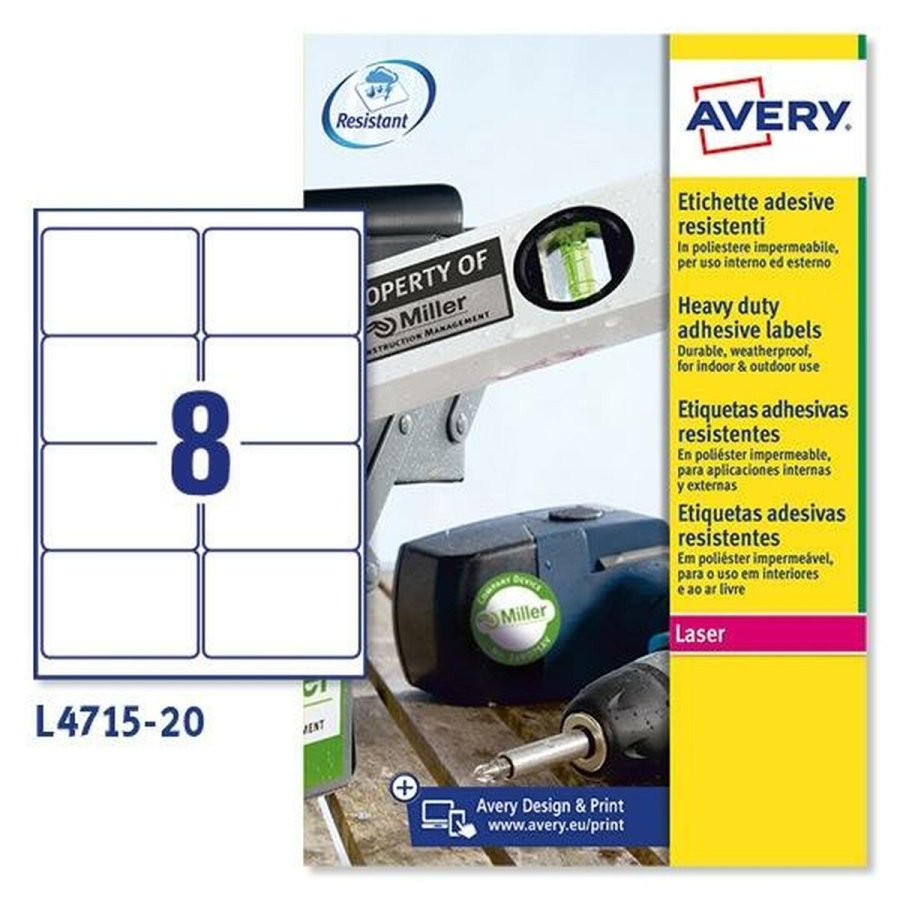 Printer labels Avery L4515 Hvid 20 Ark 99,1 x 67,7 mm (5 enheder) #2