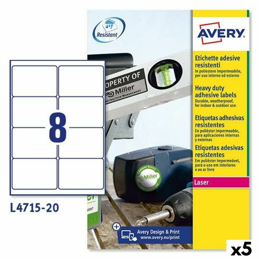 Printer labels Avery L4515 Hvid 20 Ark 99,1 x 67,7 mm (5 enheder) #1