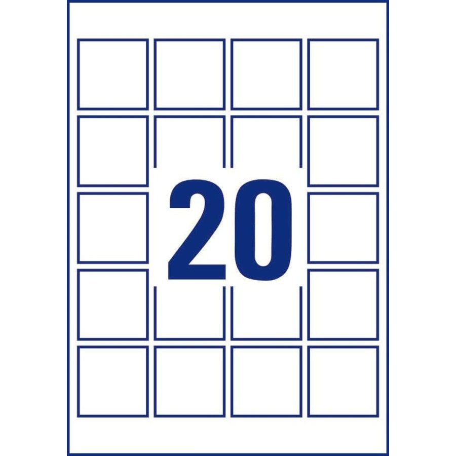 Selvklbende etiketter Avery Hvid 25 Ark 45 x 45 mm #2