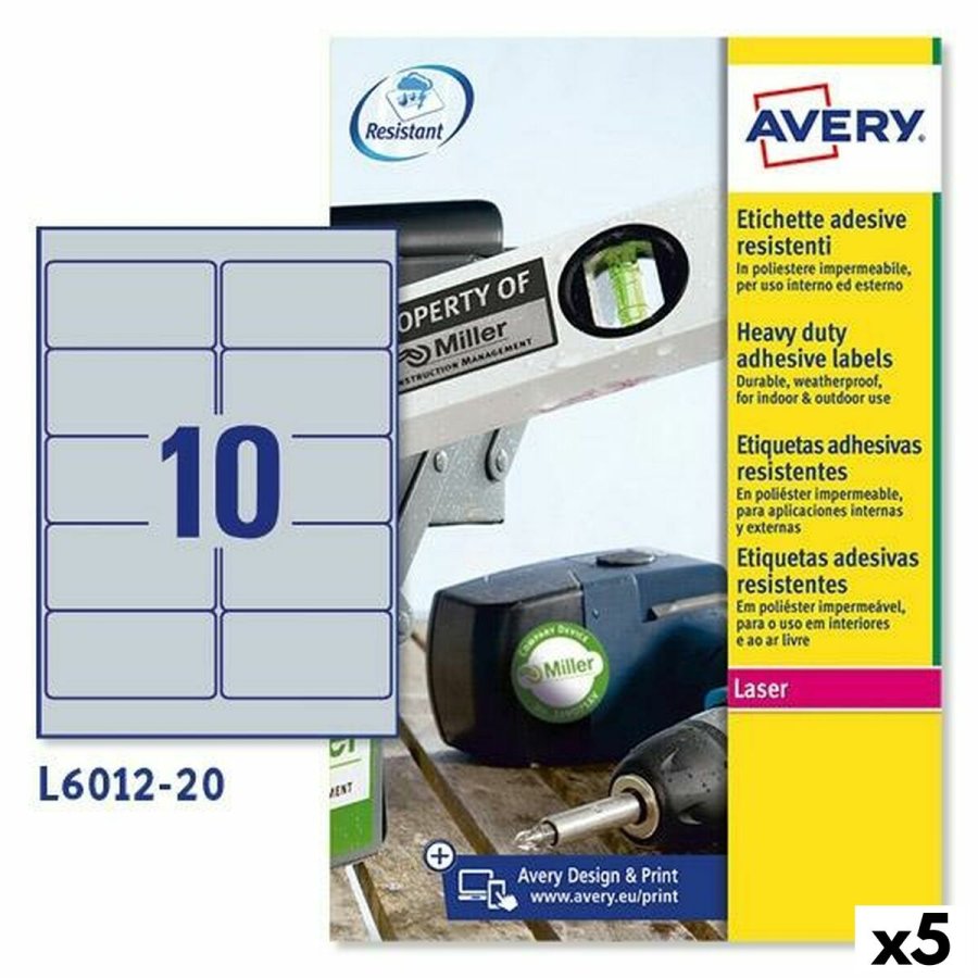 Printer labels Avery Slvfarvet 20 Ark 96 x 50,8 mm (5 enheder) #1