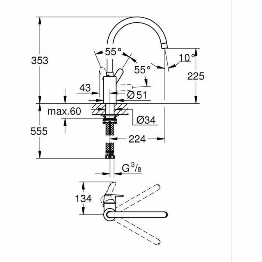Kitchen Tap Grohe Get - 31494001 C-formet Metal #3