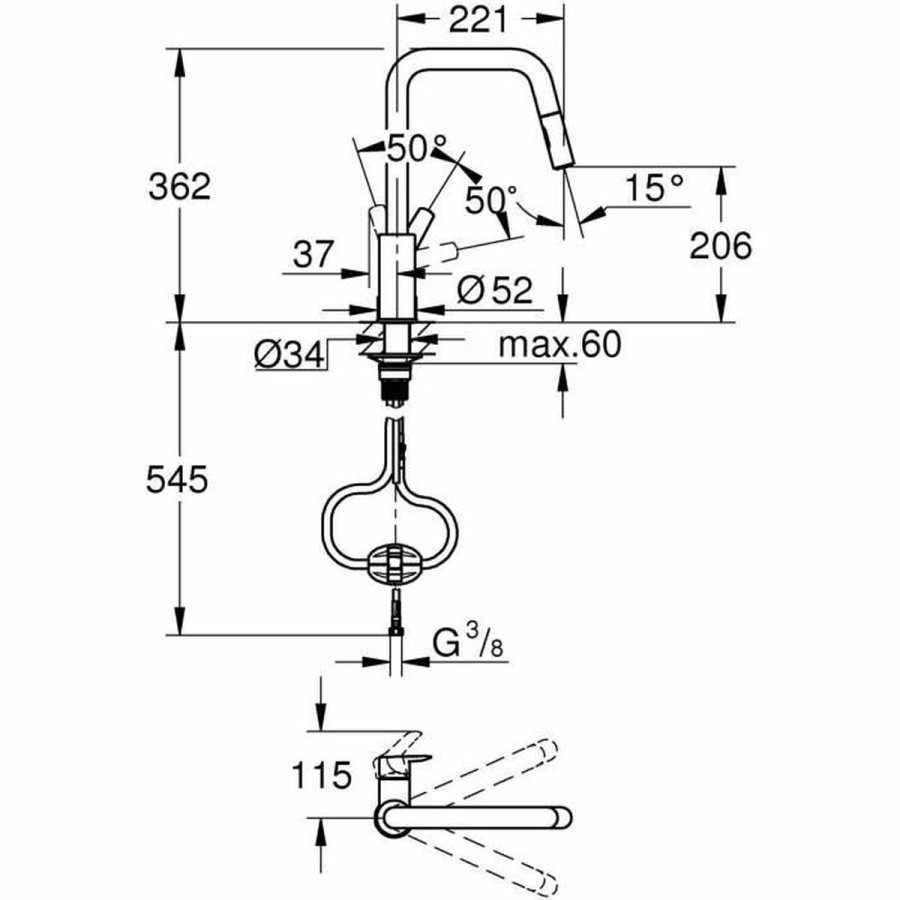 Hane med blandingsbatteri Grohe QuickFix Start Metal #3