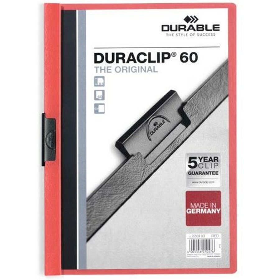 Dokumentmappe Durable Duraclip 60 Rd Gennemsigtig A4 25 Dele #1