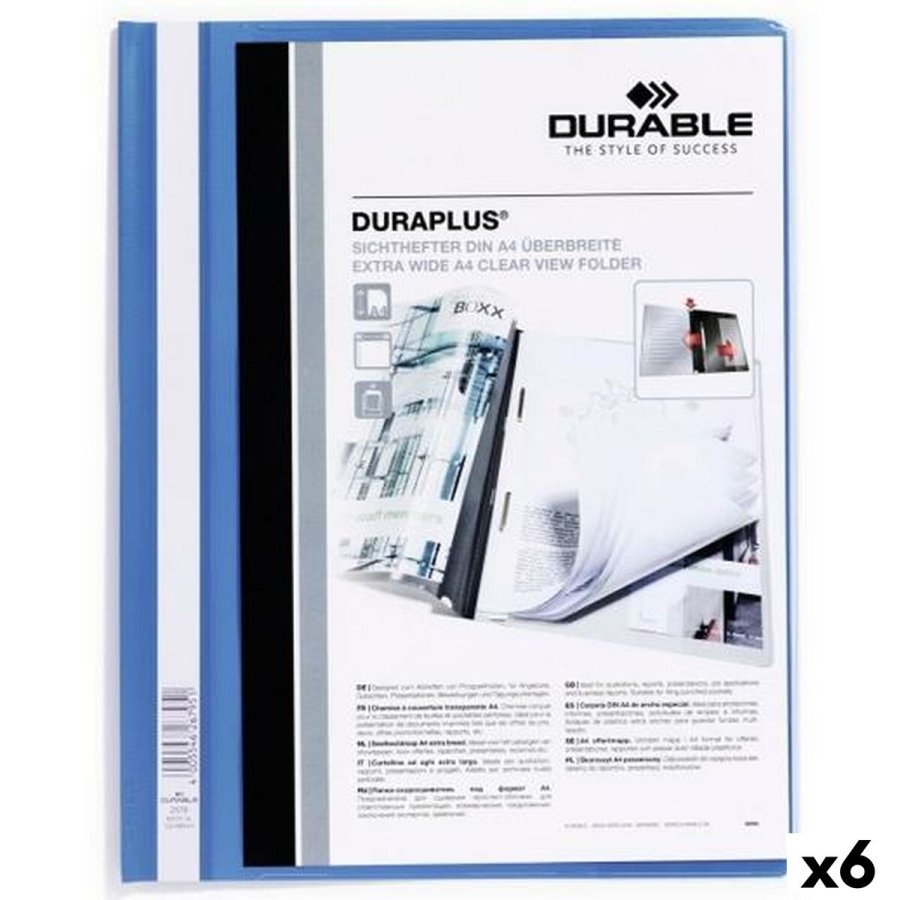 Folder Durable DURAPLUS Bl� Gennemsigtig A4 25 Dele (6 enheder) #1