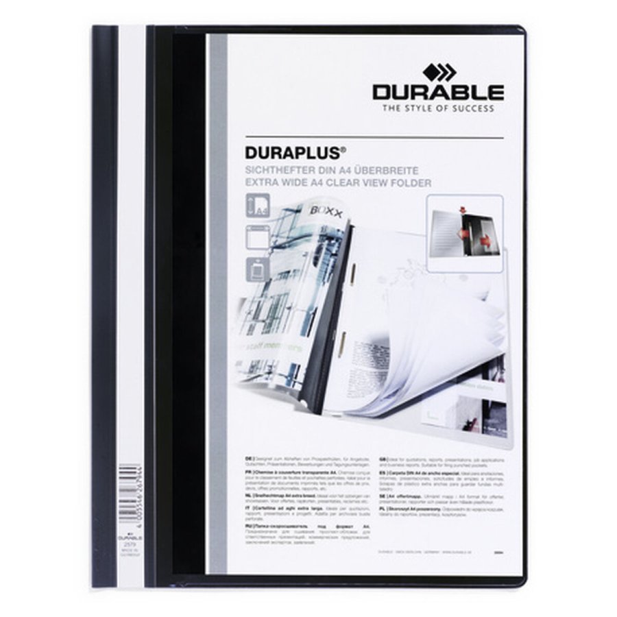 Dokumentmappe Durable Duraplus Sort Gennemsigtig A4 25 Dele #1
