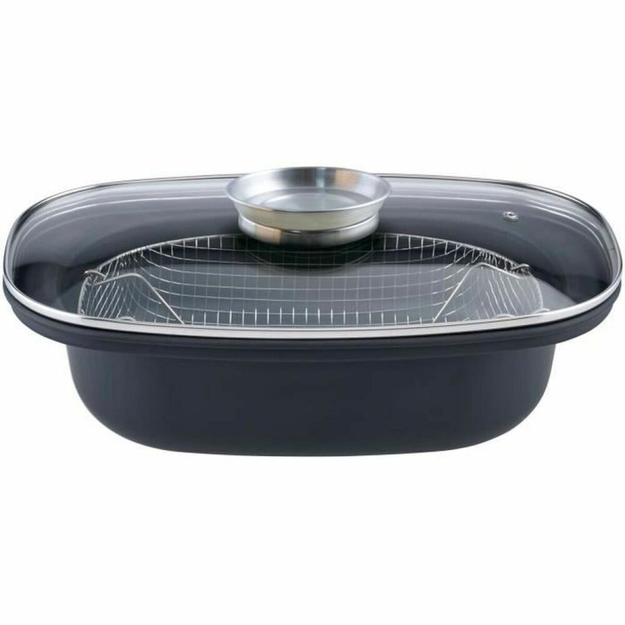 Stegepande med kurv GSW 414593 Sort Glas Rustfrit stl Glaseret stl #1