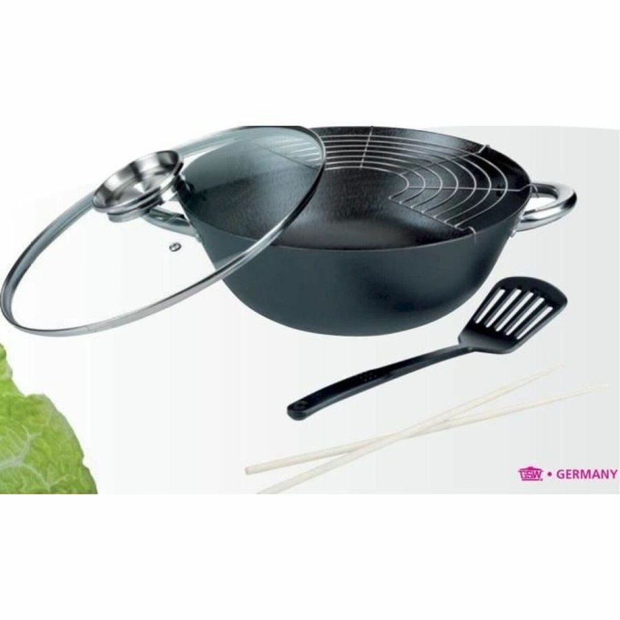 Wok Pande GSW Stl Smedet stl  32 cm 4 Dele #3