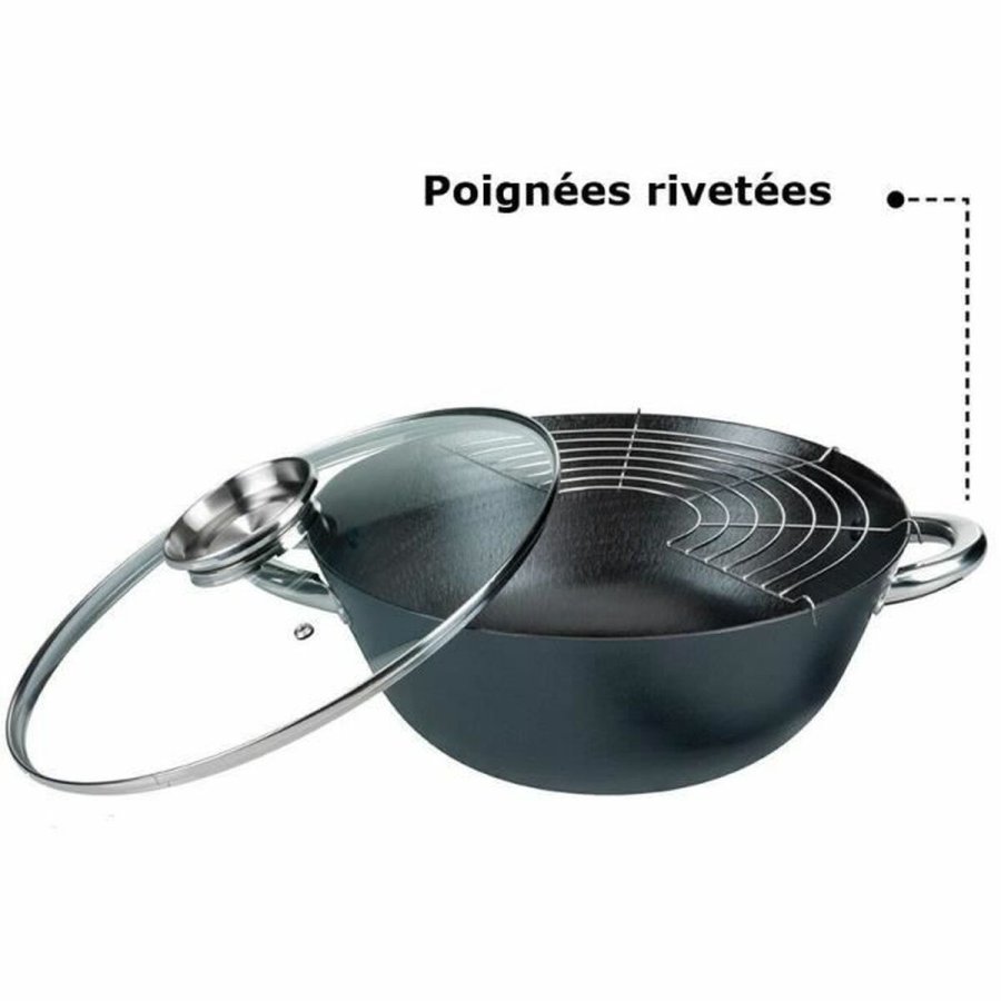 Wok Pande GSW Stl Smedet stl  32 cm 4 Dele #4