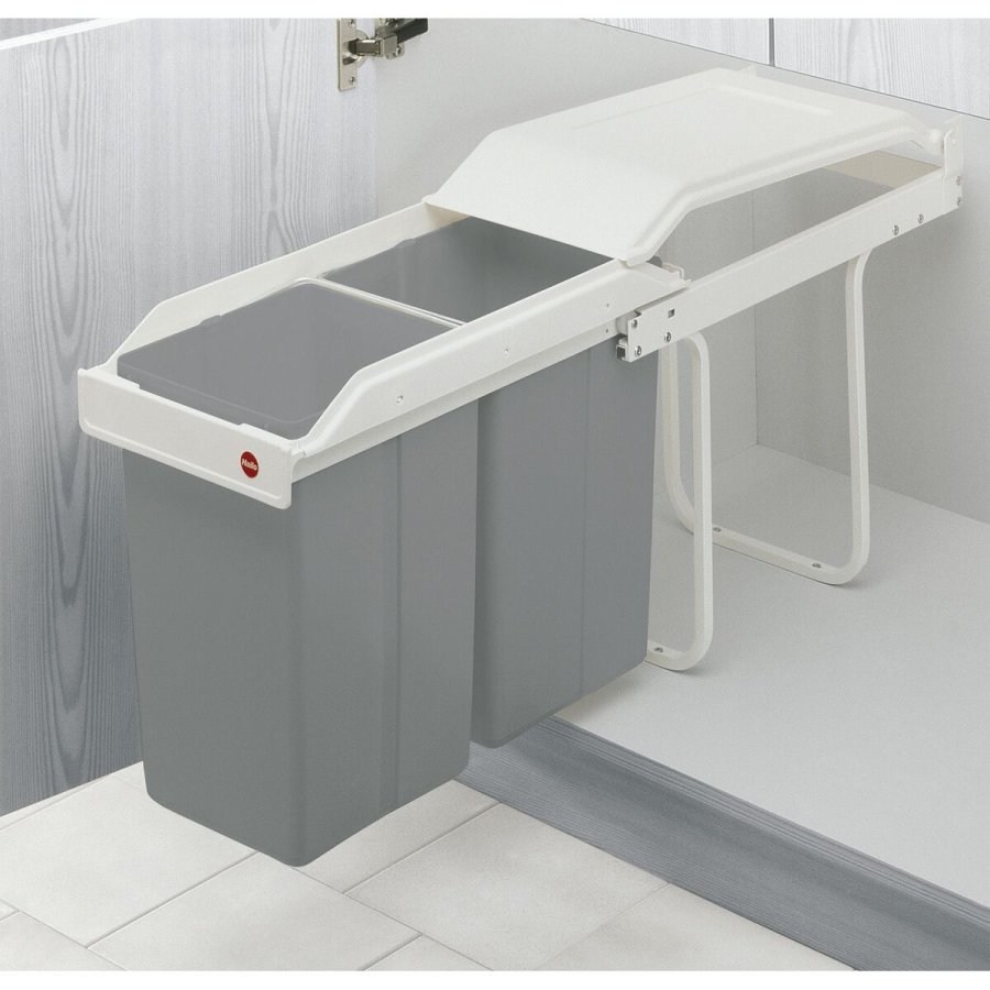 Skraldespand Hailo Multi-Box duo L Hvid Gr Fldefarvet Stl Plastik 2 skuffer 14 L Indlejret (2 enheder) #5