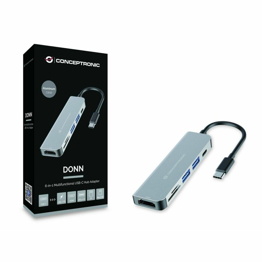USB Hub Conceptronic 6 i 1 Gr Aluminium #2