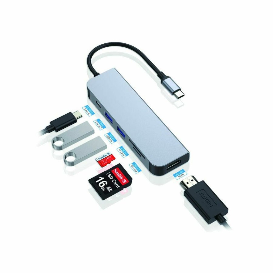 USB Hub Conceptronic 6 i 1 Gr Aluminium #3