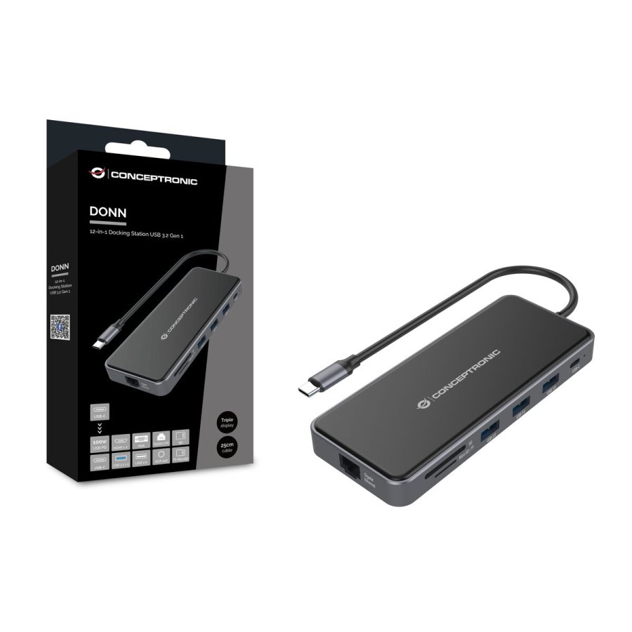 USB Hub Conceptronic DONN15G Sort 100 W (1 enheder) #2