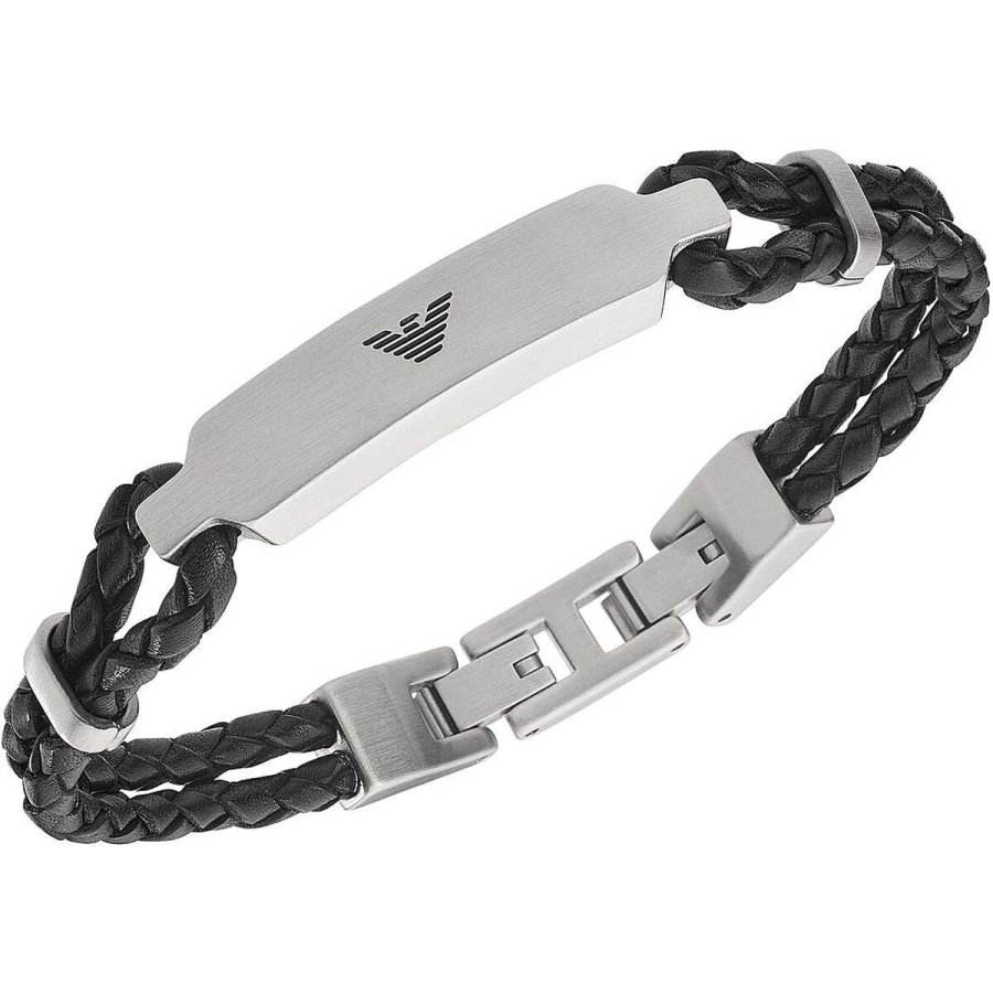Armbnd til mnd Emporio Armani ESSENTIAL Rustfrit stl Sort #1