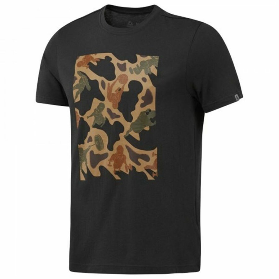 Kort�rmet T-shirt til M�nd Reebok Sportswear Training Camouflage Sort #1